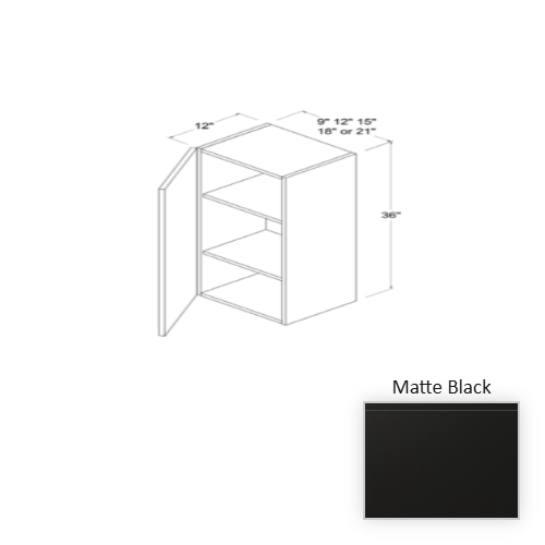 Frameless European Style Wood Matte Black Wall Cabinet Matte Black 1