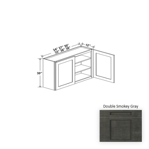 Skyline Cabinetry Double Shaker Style Kitchen Wall Cabinet — Stone