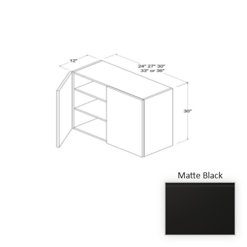 Frameless European Style Wood Matte Black Wall Cabinet Matte Black 1