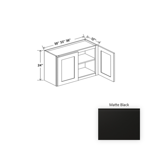 Frameless European Style Wood Matte Black Wall Cabinet Matte Black 1