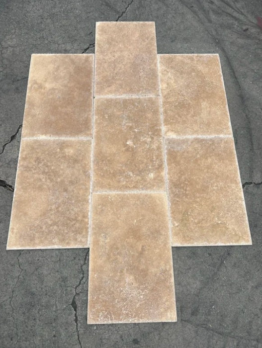 Walnut Travertine Tile Chiseled & Brushed 1