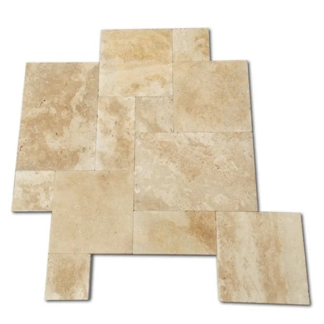 Walnut Travertine Paver Versailles Pattern Tumbled 2