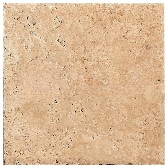 Full Tile Sample - Walnut Cross Cut Travertine Tile - 18" x 18" x 1/2" Chiseled & Brushed