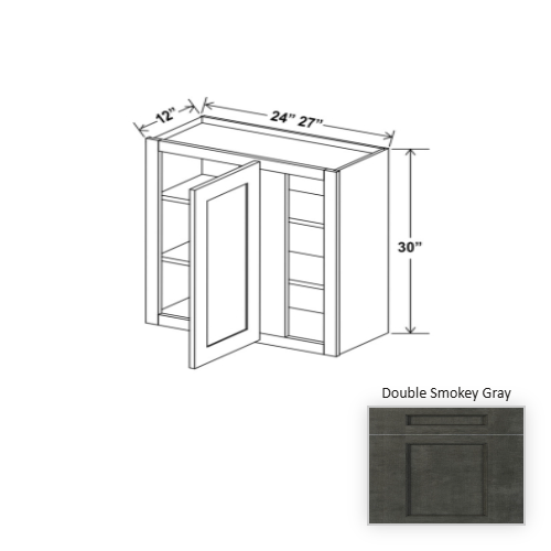 Double Shaker Style Wood Smokey Gray Wall Cabinet Smokey Gray 1