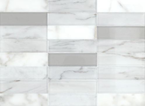 Perfit Mosaix Natural Stone White Carrara & Glass PT52 Mosaic Polished 1