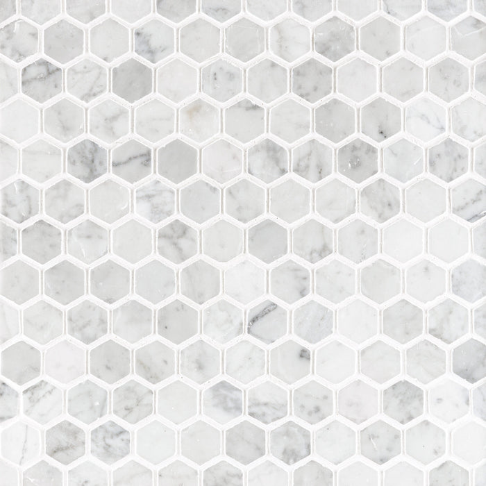 White Carrara Marble Mosaic - Honed 2