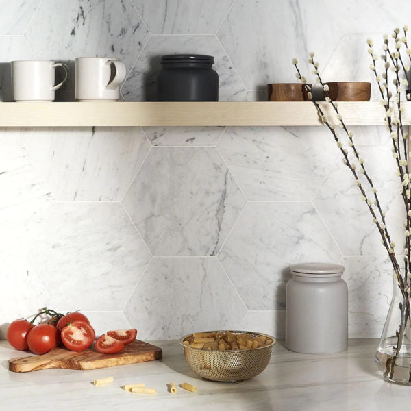 White Carrara Marble Mosaic - Honed 3