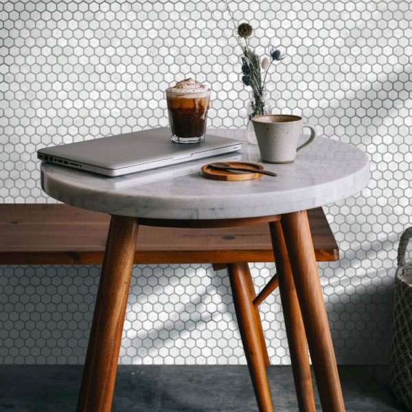 White Carrara Marble Mosaic - Honed 4