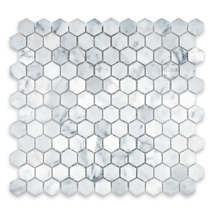 White Carrara Marble Mosaic - Honed 1