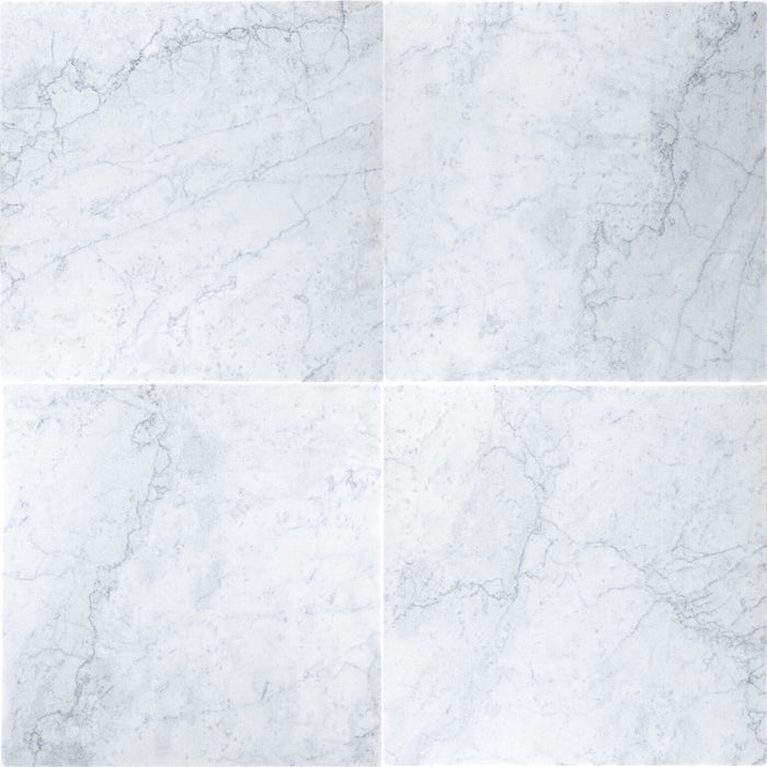 White Carrara Tumbled Marble Tile - 2" x 8"
