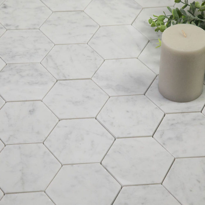 White Carrara Marble Mosaic - Honed 3