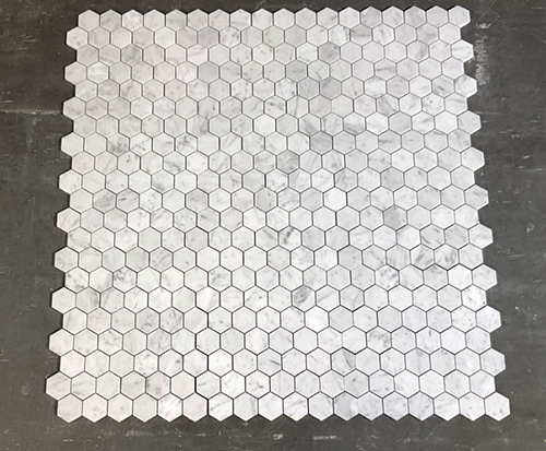 White Carrara Marble Mosaic - 2" Hexagon Honed