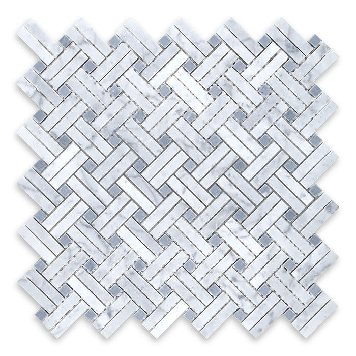 White Carrara Marble Mosaic Honed 1