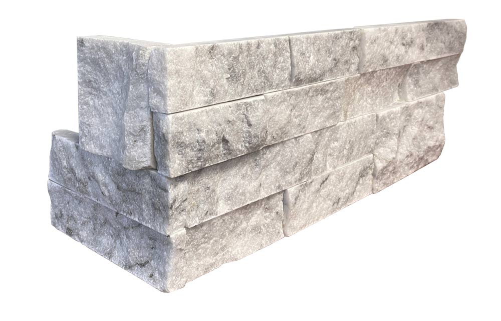 White Carrara Marble Ledgestone Corner Split Face 1