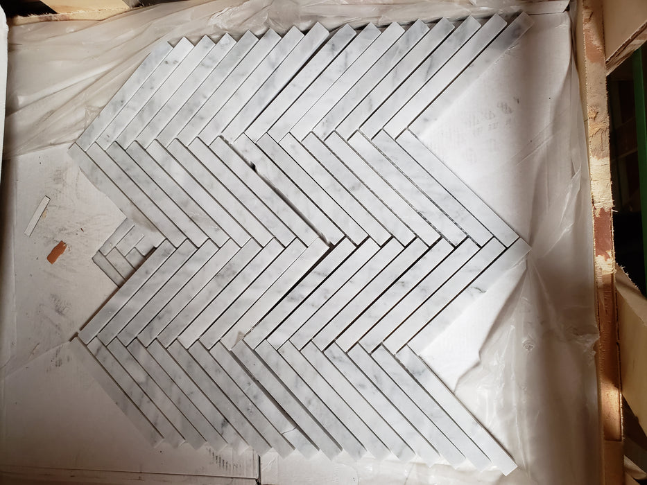 White Carrara Marble Mosaic Honed 2