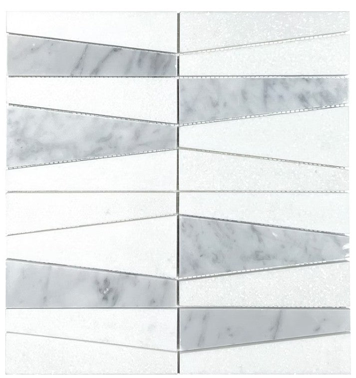 White Carrara & Thassos White Marble Mosaic Mixed 1