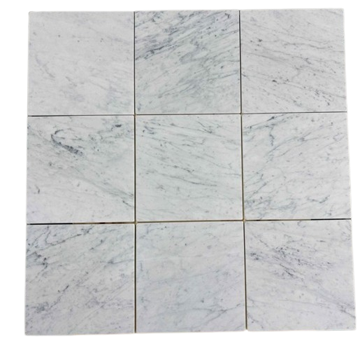 Full Tile Sample - White Carrara C Marble Tile - 6" x 6" x 3/8" Tumbled