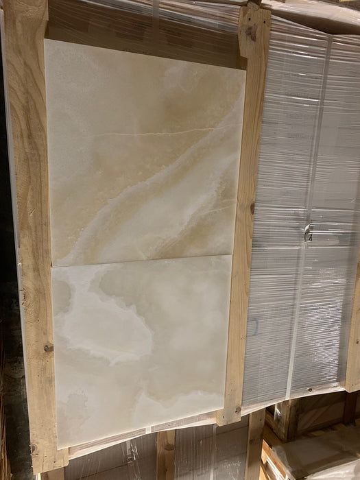 White Cross Cut Onyx Tile Polished 4