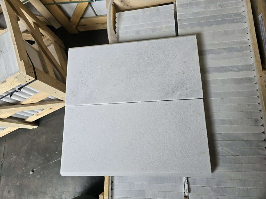 White Marble Bullnose Coping - Sandblasted & Brushed