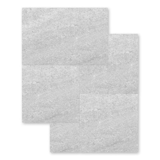 White Flamed & Brushed Slate Paver Versailles Pattern - Various Sizes x 3 CM