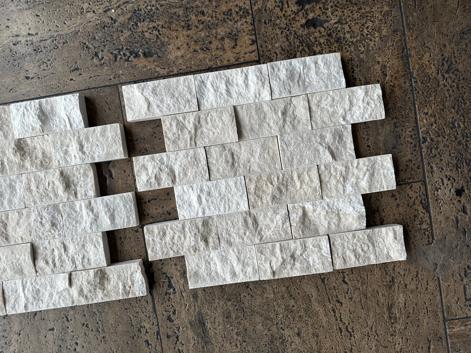 White Pearl Marble Mosaic - 2" x 4" Brick Split Face