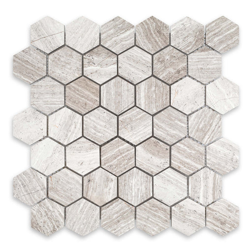 White Wood Marble Mosaic - Honed 1