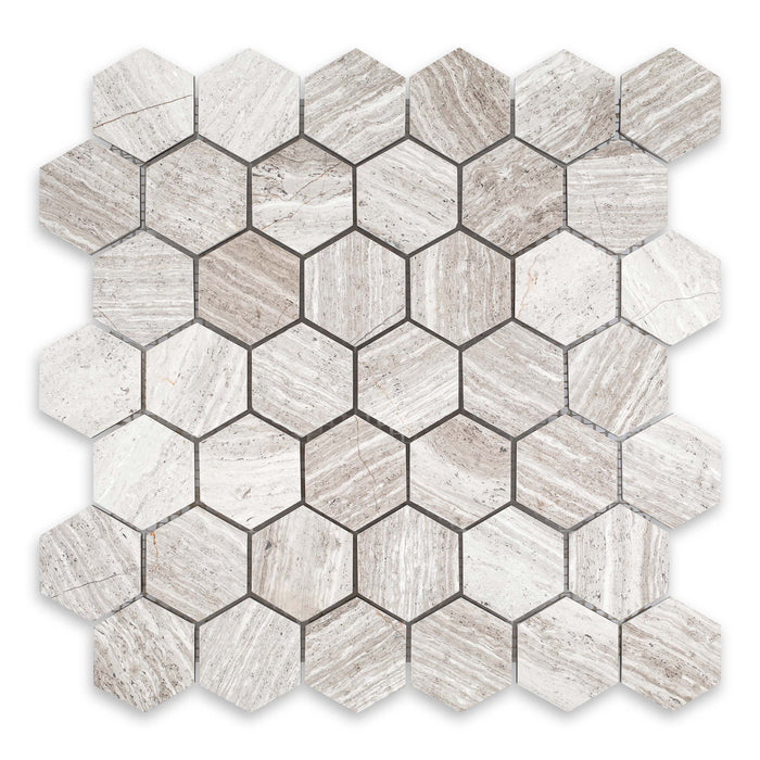 White Wood Marble Mosaic - Honed 1