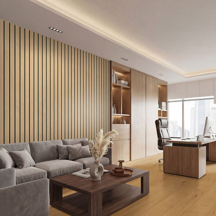 Acoustic Wood Slat Panel Wood Natural Macro Tile Low Gloss 3