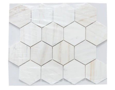 Wooden Vein Polished Marble Mosaic - 3" Hexagon