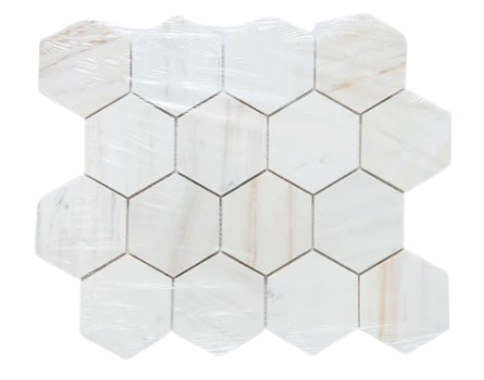 Wooden Vein Polished Marble Mosaic - 3" Hexagon