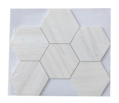 Wooden Vein Polished Marble Mosaic - 5" Hexagon