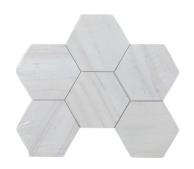 Wooden Vein Polished Marble Mosaic - 5" Hexagon