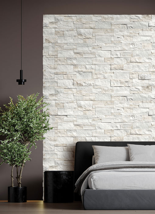 XL Rockmount Stacked Stone Panel Marble Arabescato Venato Ledgestone Natural 8
