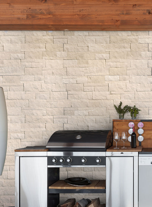 XL Rockmount Stacked Stone Panel Limestone Clayfield Blonde Ledgestone Split Face 7
