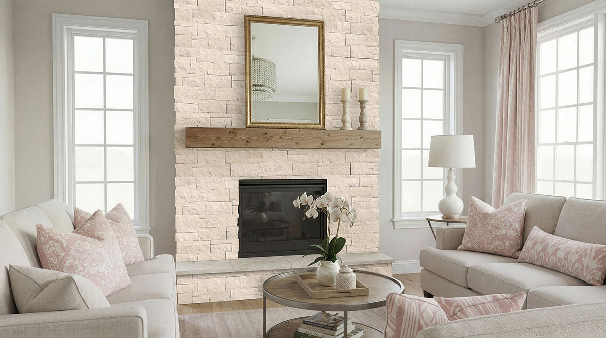 XL Rockmount Stacked Stone Panel Limestone Clayfield Blonde Ledgestone Split Face 10