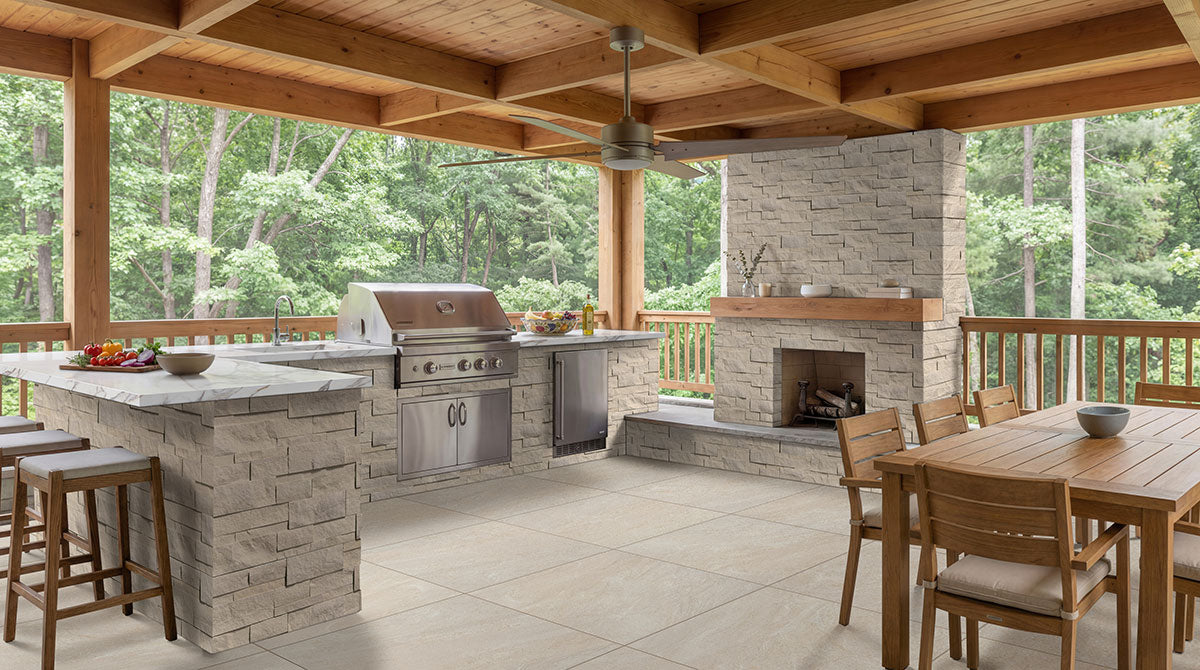 XL Rockmount Stacked Stone Panel Sandstone Laguna Blonde Ledgestone Split Face 8