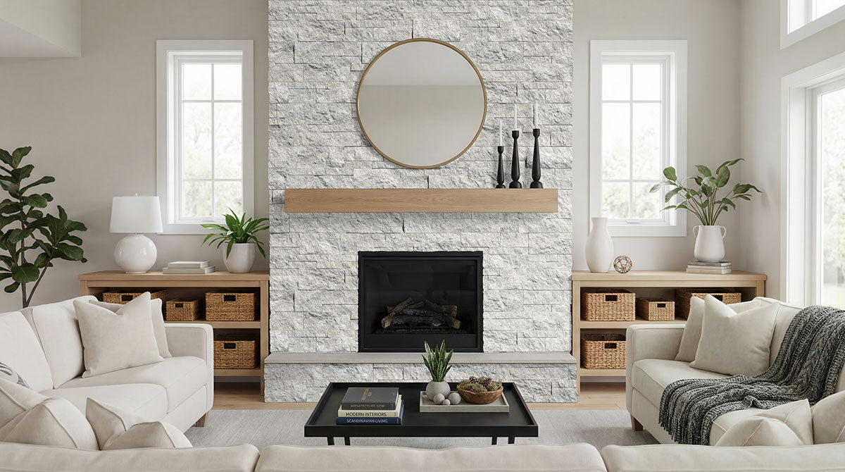 XL Rockmount Stacked Stone Panel Marble Laguna Gray Ledgestone Split Face 6
