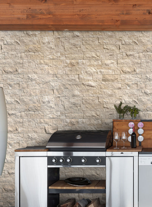 XL Rockmount Stacked Stone Panel Marble Royal Cream Ledgestone Split Face 10