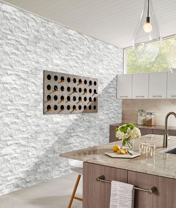 XL Rockmount Stacked Stone Panel Marble Sierra White Ledgestone Split Face 5