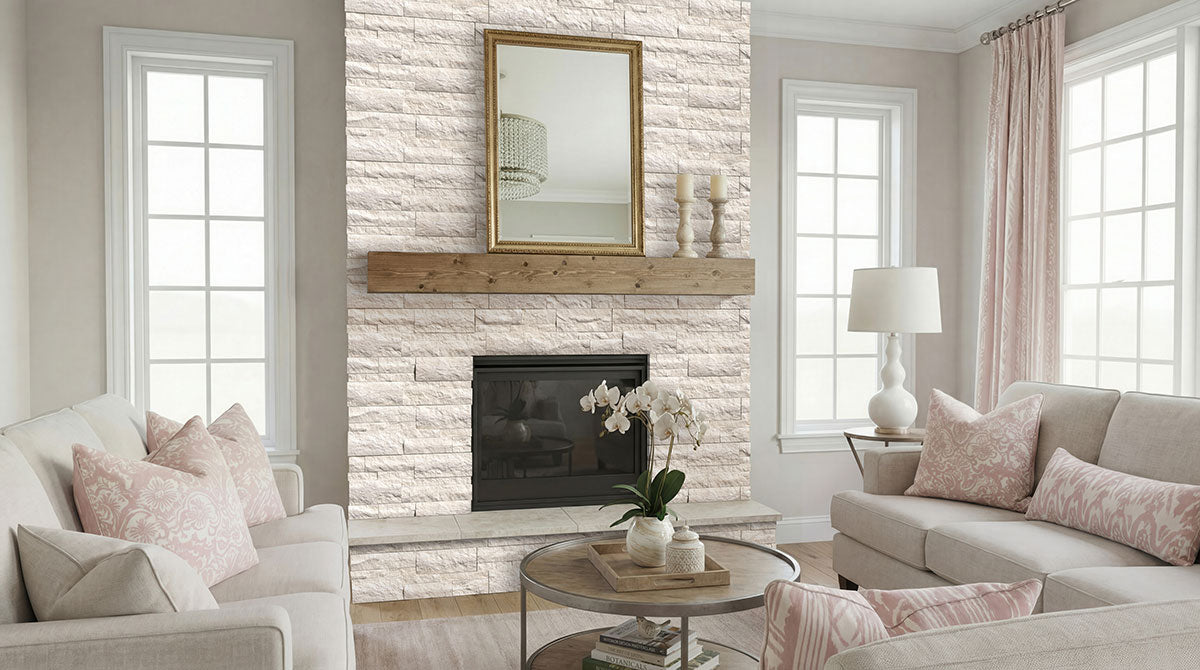 XL Rockmount Stacked Stone Panel Limestone Taja Cream Ledgestone Split Face 4