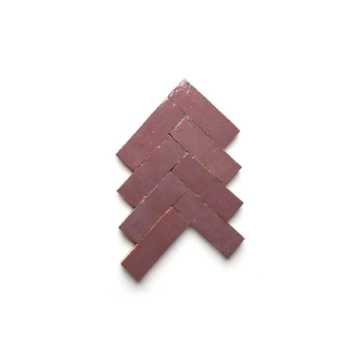 Full Tile Sample - Zellige Plum Clay Tile - 2" x 6" x 3/4" Glazed