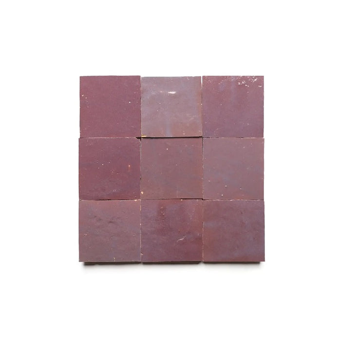 Full Tile Sample - Zellige Plum Clay Tile - 4" x 4" x 3/8" Glazed
