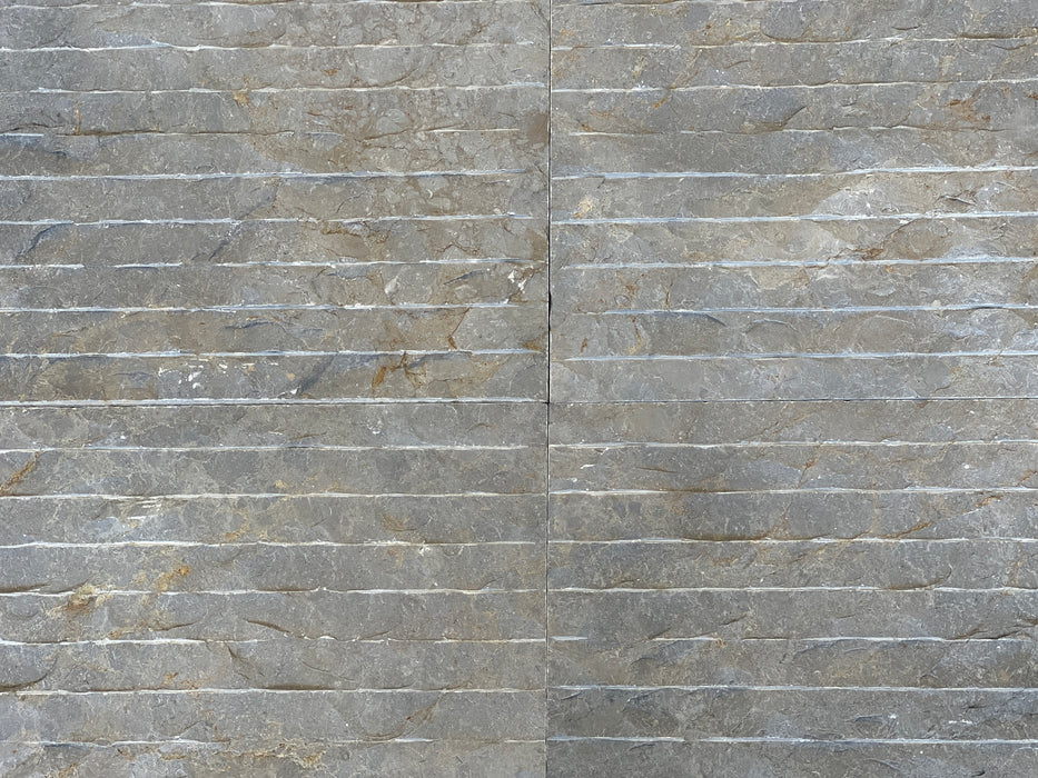 Bardiglio Gray Raked Split Face Marble Veneer - 12" x 24" x 3/4"