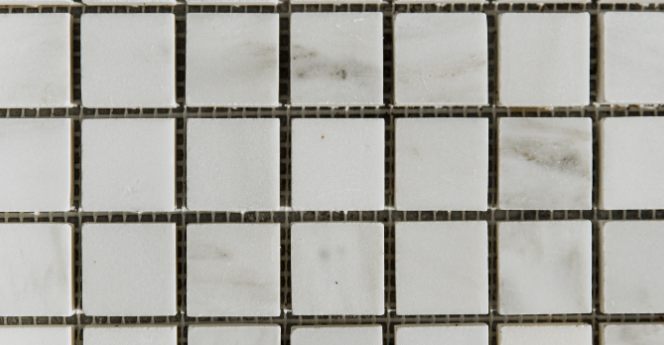 Creme Extra / Silver Cloud Honed Marble Mosaic - 1/2" Grid Honed