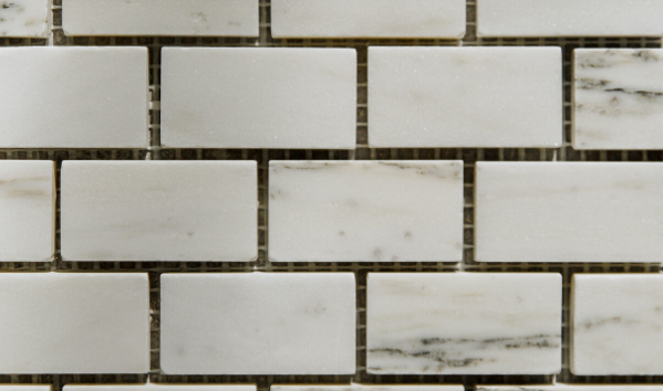 Creme Extra / Silver Cloud Honed Marble Mosaic - 1" x 2" Offset Brick Honed