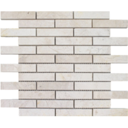 Full Sheet Sample - Pietra Antica Imperial Pearl Staggered Marble Mosaic - 1" x 4" Polished
