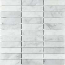 Full Sheet Sample - Pietra Antica Metropolitan White Cararra Stacked Marble Mosaic - 1" x 4" Honed