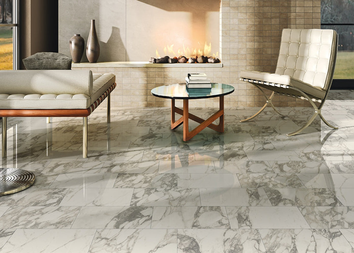 Iris Carrara Select Carrara Arabescato Polished Porcelain Tile — Stone ...