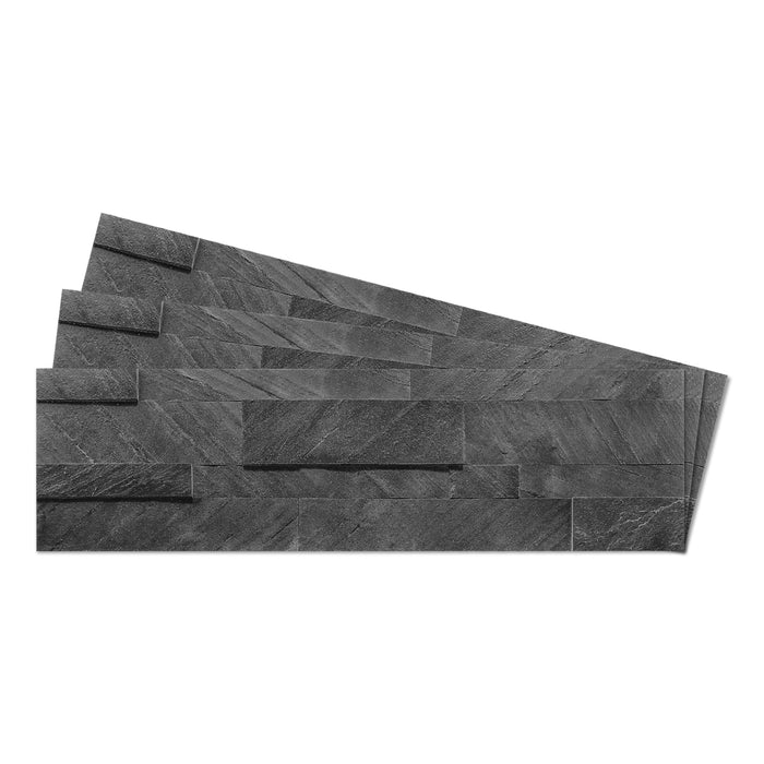 Shadow Grey Peel & Stick Textured Quartzite Veneer - 6" x 24"