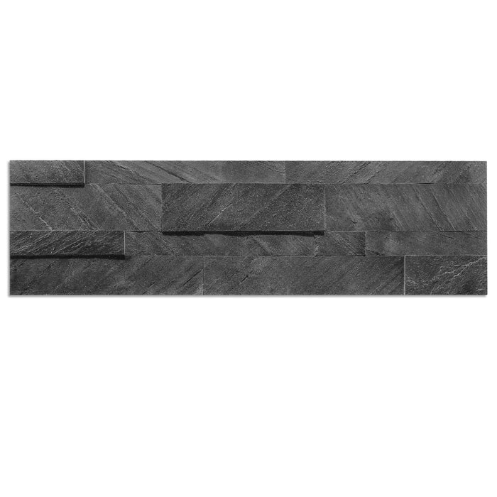 Shadow Grey Peel & Stick Quartzite Veneer - 6" x 24" is available in a textured finish.